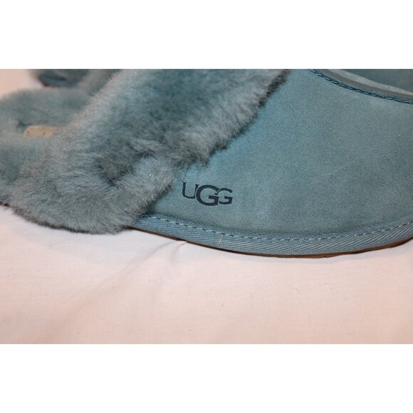 NIB UGG WOMEN'S SCUFFETTE II SUEDE SHEARLING SLIP ON SLIPPERS DEE GREEN SZ 7 - Picture 4 of 7